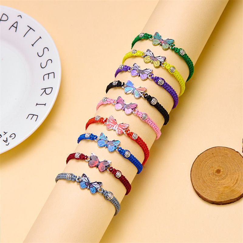 Antieke handgeweven vlinderarmband voor dames in retrostijl, eenvoudig en veelzijdig, verstelbare handgeknoopte sieraden_voghion.com