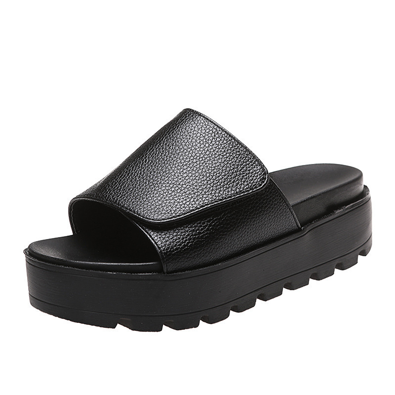 sandali da donna di grandi dimensioni con suola spessa Sandali da spiaggia slip-on interi in velcro da donna_voghion.com