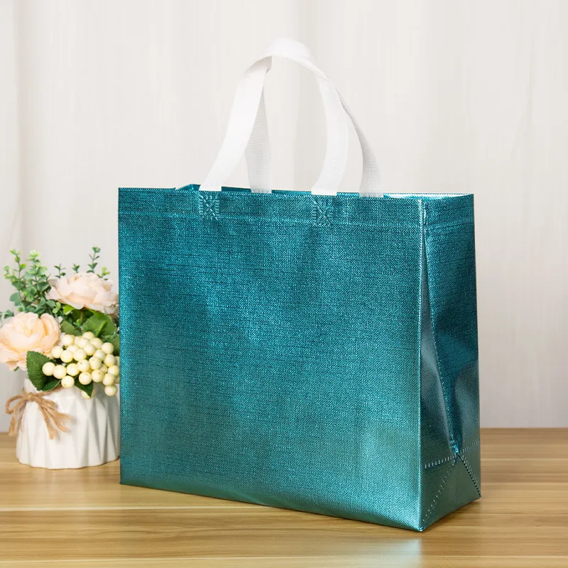Non Woven Shopping Laser Glossy Reusable Grocery Tote With Handle Glitter Gift Bag Favor Goodie Package Bags_voghion.com