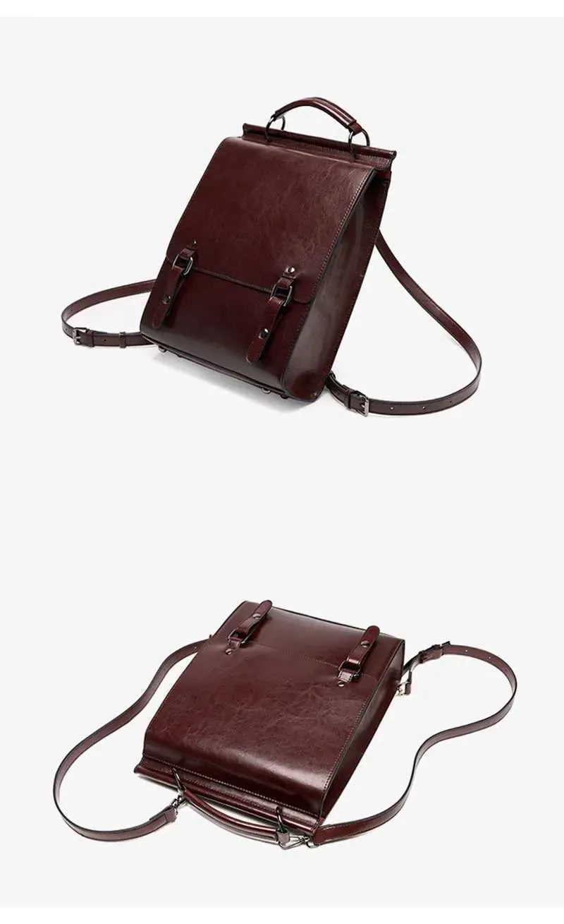 Vintage Lederrucksack Für Damen Klassischer College Stil Rucksack_voghion.com