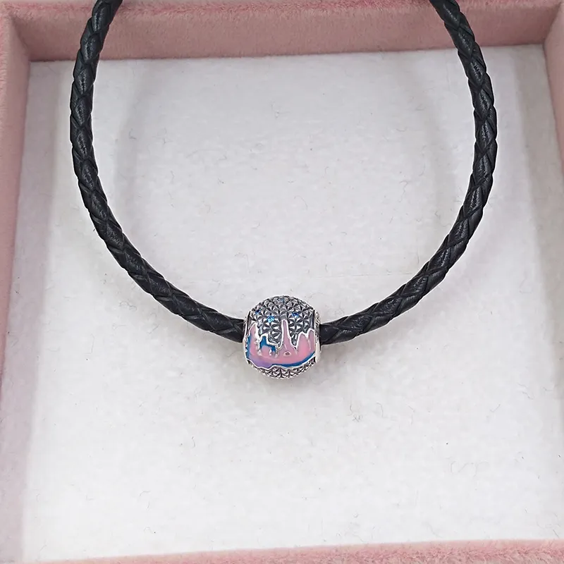 Sterling Sier jewelry making kit Disny epcot spaceship Earth charm aesthetic beads chain set bangle boho womans bracelets DIY neck_voghion.com