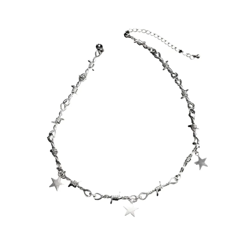 Star Pendant Thorn Chain Choker Necklace For Women & Girls_voghion.com
