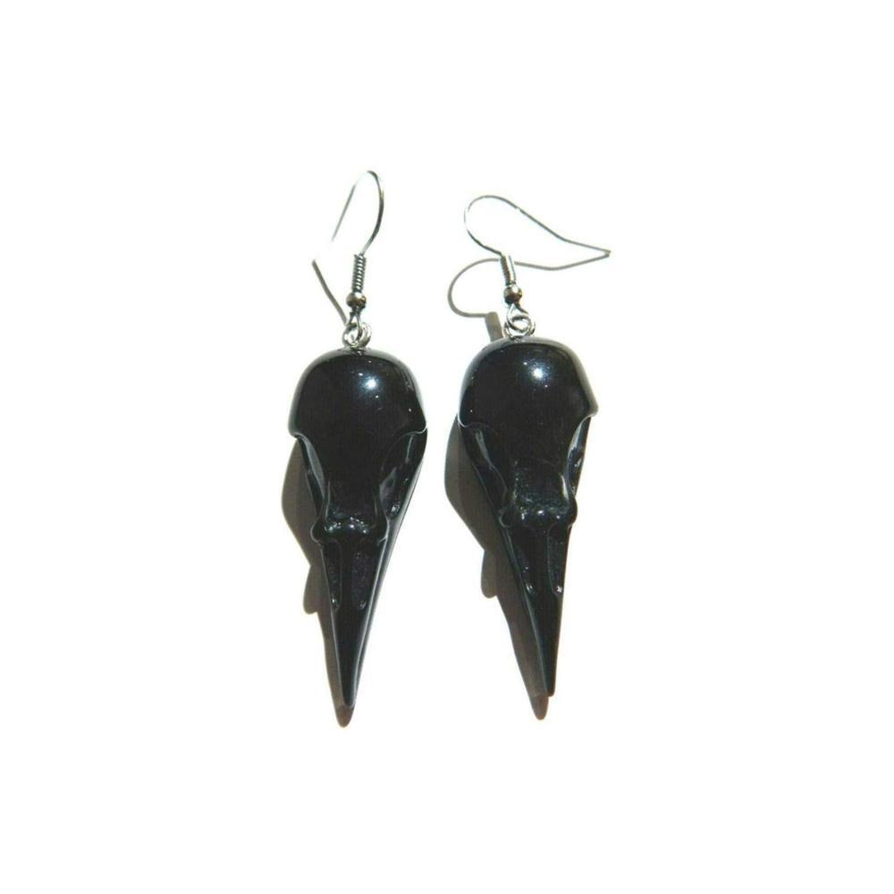 Orecchini leggeri orecchini a forma di testa di uccello orecchini a forma di testa di corvo in acrilico nero ganci per le orecchie gotici mistici_voghion.com