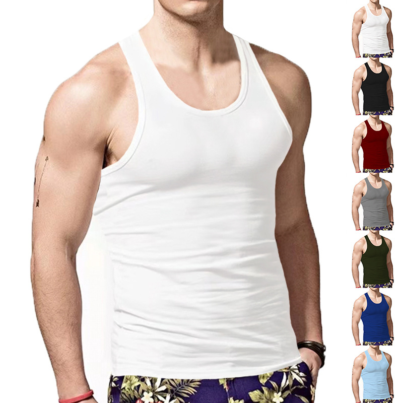 Cross-border New American Style Men's Vest Wearing Trendy Hurdle Sports Fitness Men's Spring and Summer Undershirt Vest_voghion.com
