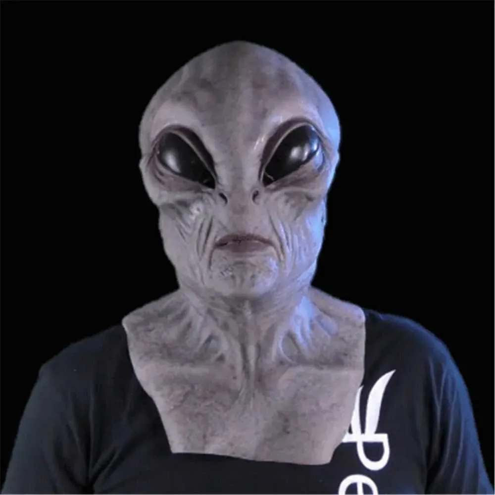 Masque d'Halloween en latex avec grands yeux horribles, OVNI, visage complet, effrayant, horreur, tête d'alien, masques pour adultes, accessoires de fête de monstre, cosplay_voghion.com