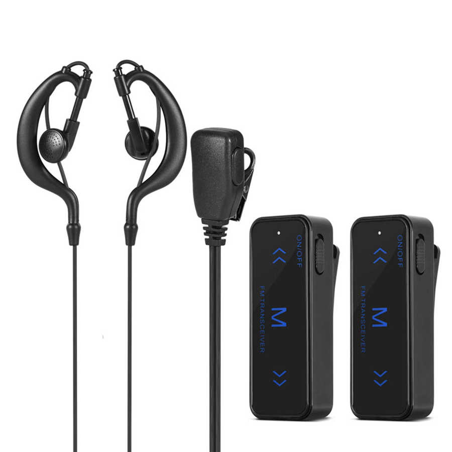 2 stk. mini walkie talkie 400-470 MHz 2-vejs radio 3 W transceiver ørestykke headset ørekopper USB-drevet 1,86-0,62 mil afstand ny_voghion.com