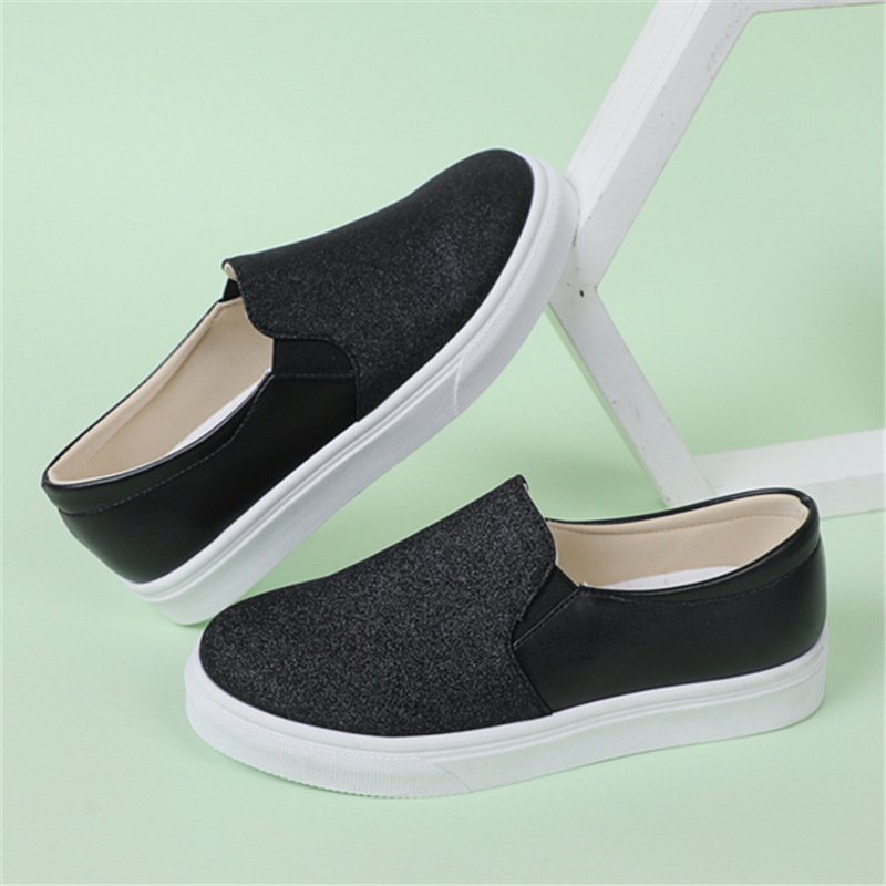 Damenmode große Größe Spleißen Low Top Einzelschuhe Frauen Set Füße faul Slip-On Loafers_voghion.com
