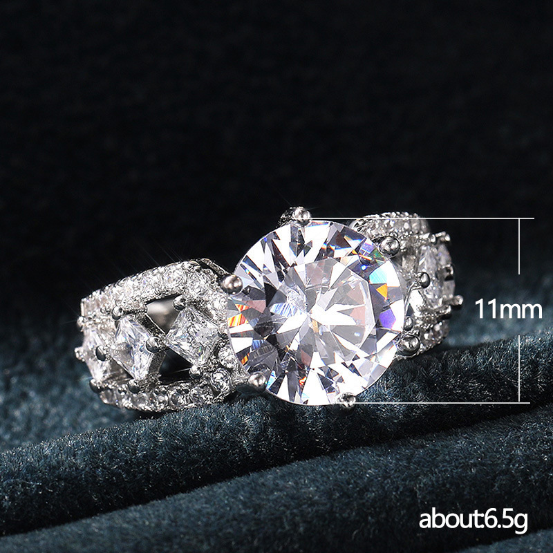 Cao Shi's New Luxury High Quality Zircon Women's with Hollow Square Diamond Engagement Ring_voghion.com