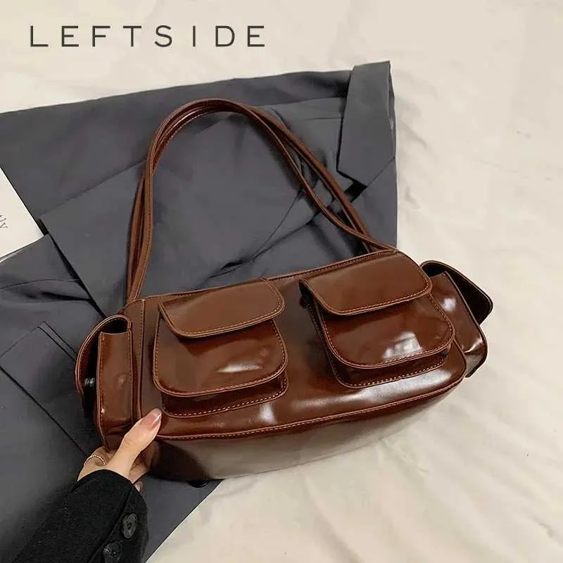 LEFTSIDE Petit sac à bandoulière en cuir PU à double poche pour sous-vêtements 2024 Y2K Nouveau sac à main et portefeuille pour femme Y241216_voghion.com