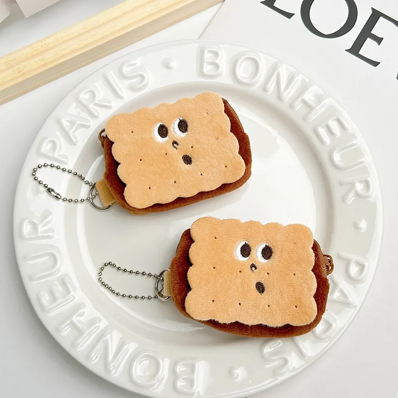 Kawai Biscuit Coin Bags Headphone Organizer Key Cards Storage Bag Kid Schoolbag Pendant_voghion.com