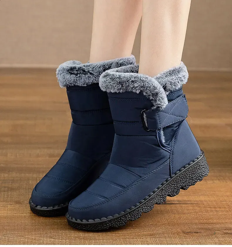 Women Fur For Woman Ankle Winter Botas Mujer Trend Low Heels Snow Boots Platform Shoes Female 240830_voghion.com