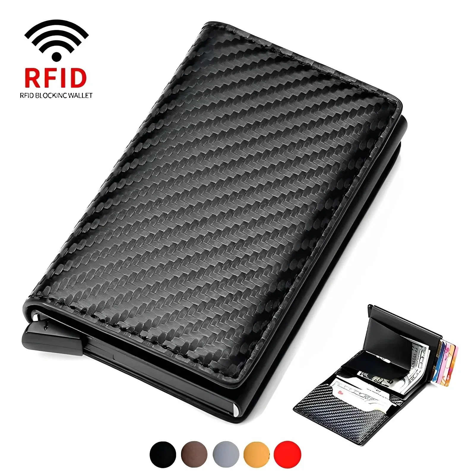 Card Holder Purse Wallets Rfid Shield Anti-theft Brush Ultra-thin Credit Card Aluminum Alloy Card Bag Metal Men’s Multi-card Wallet