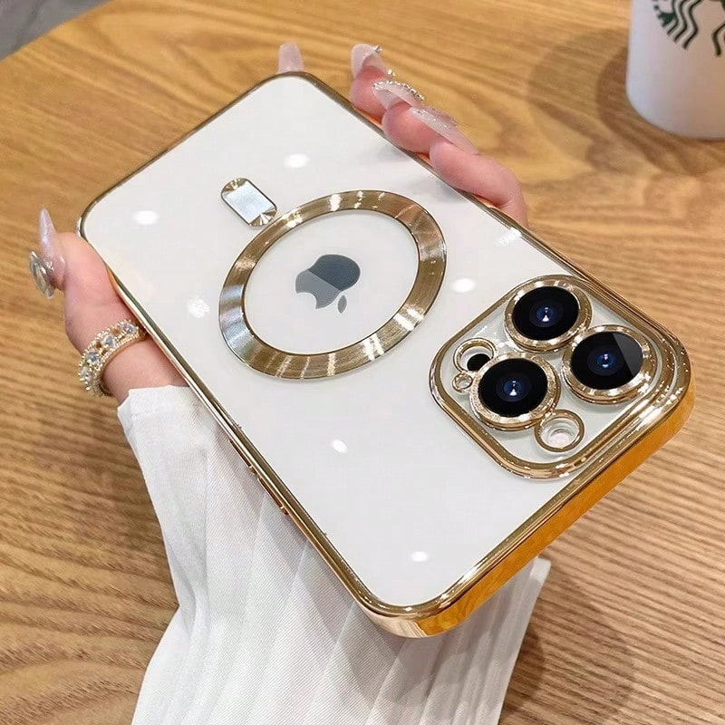 Magnetic Wireless Charging Phone Case Compatible With IPhone 17 16 15 14 13 12 11 Pro Max Plus Air, With Precise Hole Protection ,Electroplated TPU Tr_voghion.com