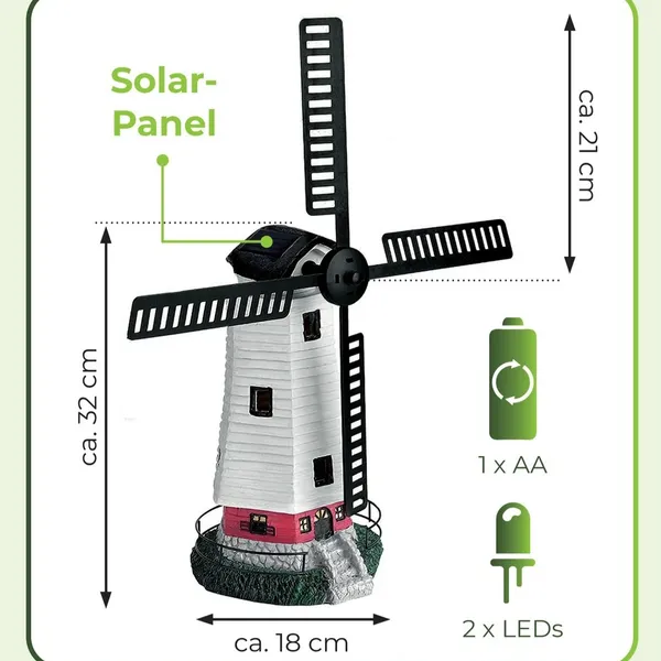 Solar-Powered Windmill Light For Garden, Pond, Or Balcony Decoration_voghion.com