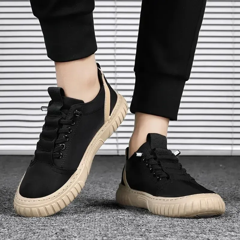 Baskets noires décontractées et respirantes pour hommes, chaussures de conduite, de marche, de tennis, de skate, plates, Zapatillas Hombre 240617_voghion.com