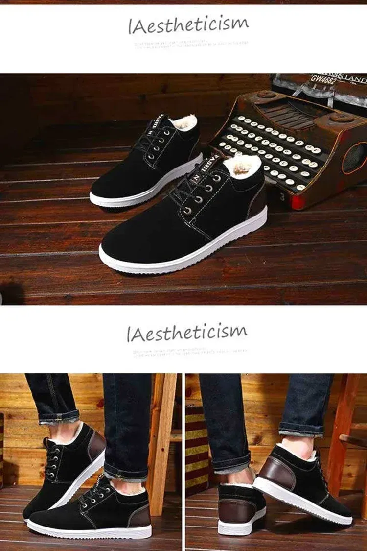 Baskets homme en daim d'hiver chaussures randonnée chaudes_voghion.com