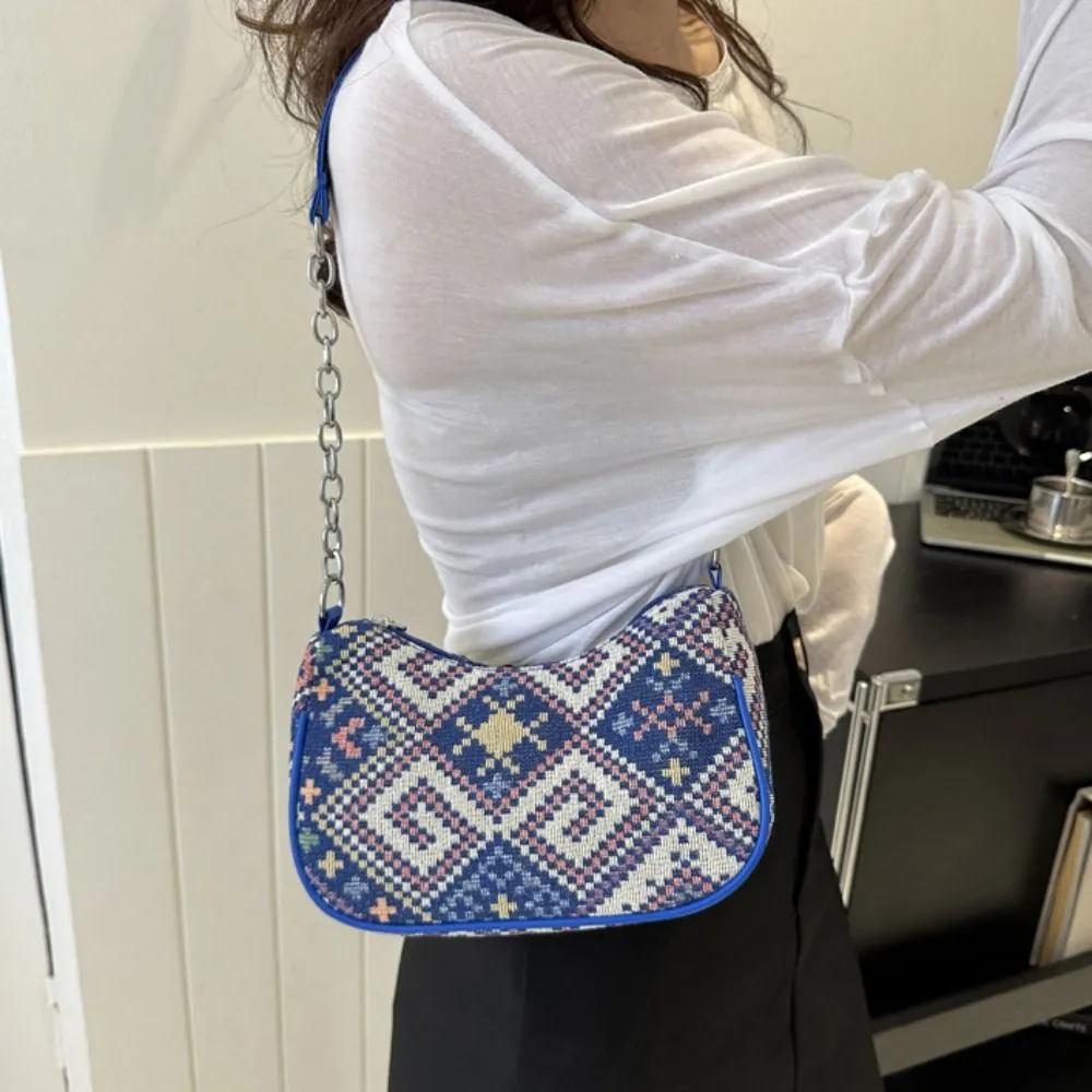 Embroidery Ethnic Style Canvas Fashion Handbag Print Printing Shoulder Bag Large Capacity Portable Shopping_voghion.com