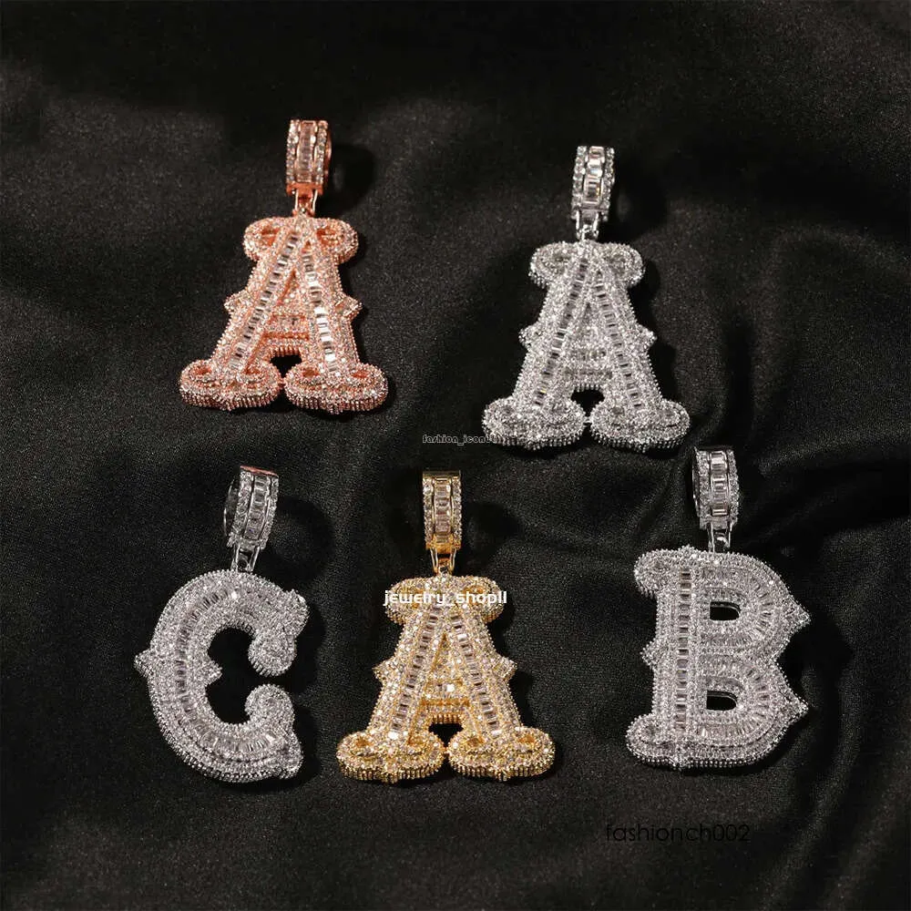 Collana con lettera Hip Hop, cristallo, spine di zucchero, rosa, gioielli, 26 lettere inglesi, GRA, moissanite, diamante, oro, argento sterling_voghion.com