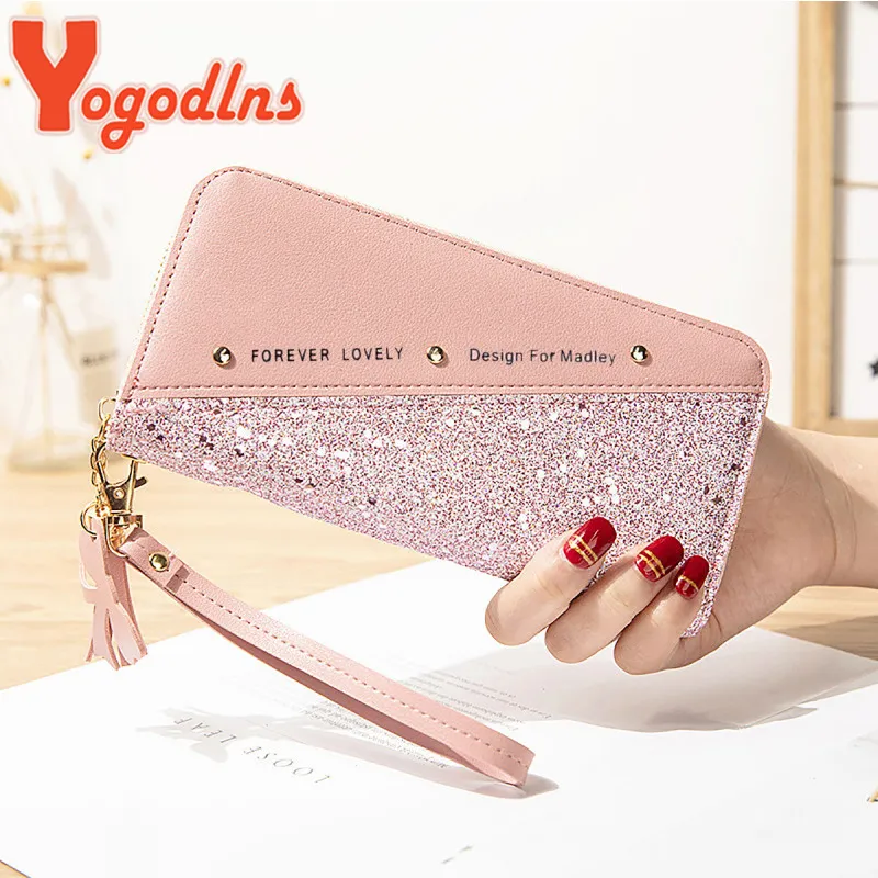 Yogodlns Women PU Leather Card Holder Handbag Tassel Lady Purse Fashion New Envelope Bag Contrast Color Wallet B_voghion.com
