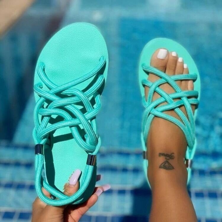 Sommer neue große größe komfort flache sandalen hanf seil_voghion.com