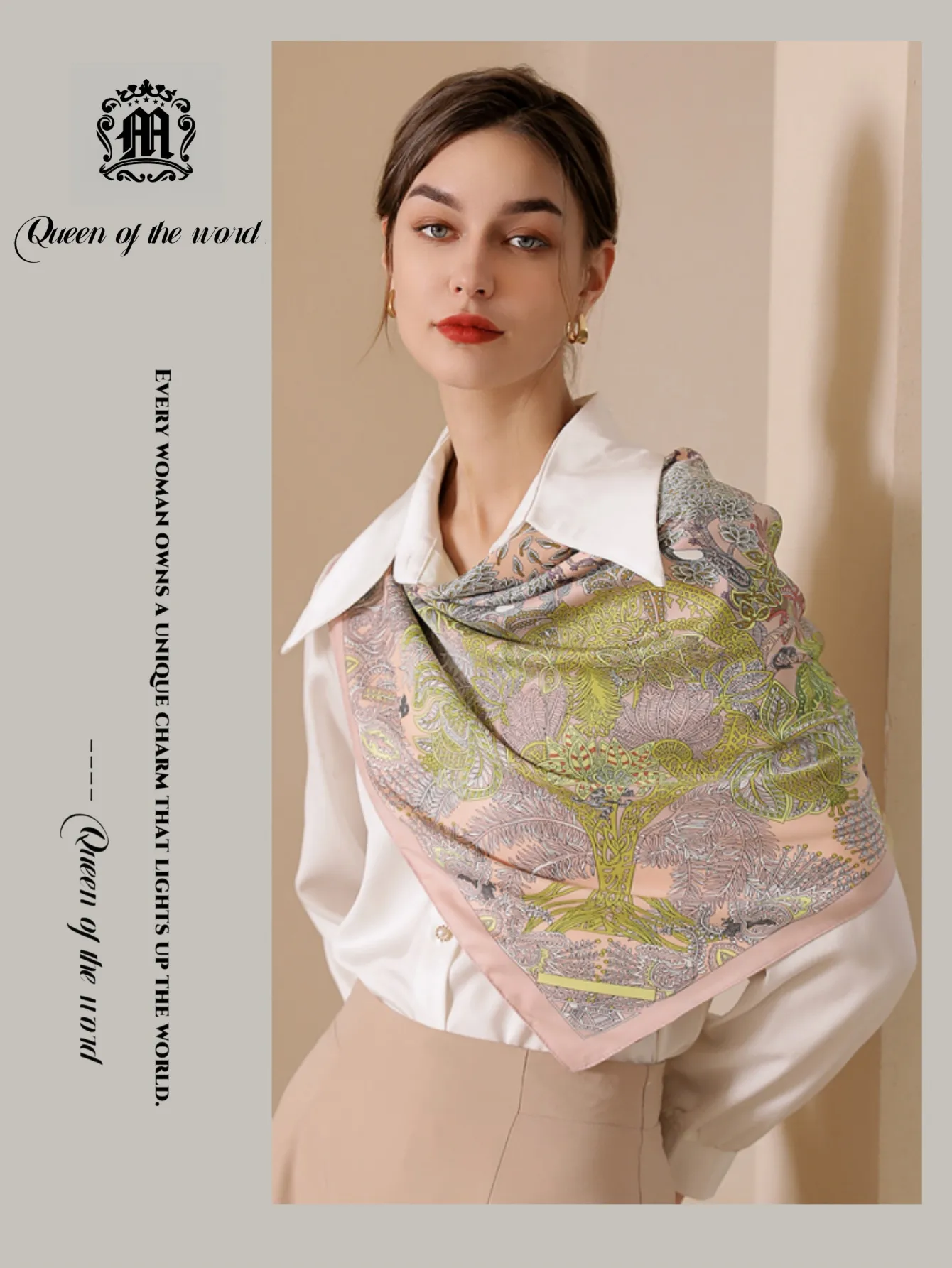 queen Of The Word 2 European Oversized Polka Dot Printed Women's Scarves With Scarf Buttons - Smooth Mulberry Silk_voghion.com