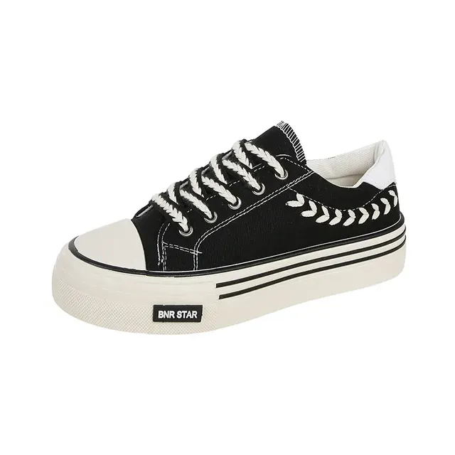 Platform Women Canvas Shoes Height Increasing Chunky Sneakers For Youth Girls Outdoor Trainers Female Ladies Thick Sole_voghion.com
