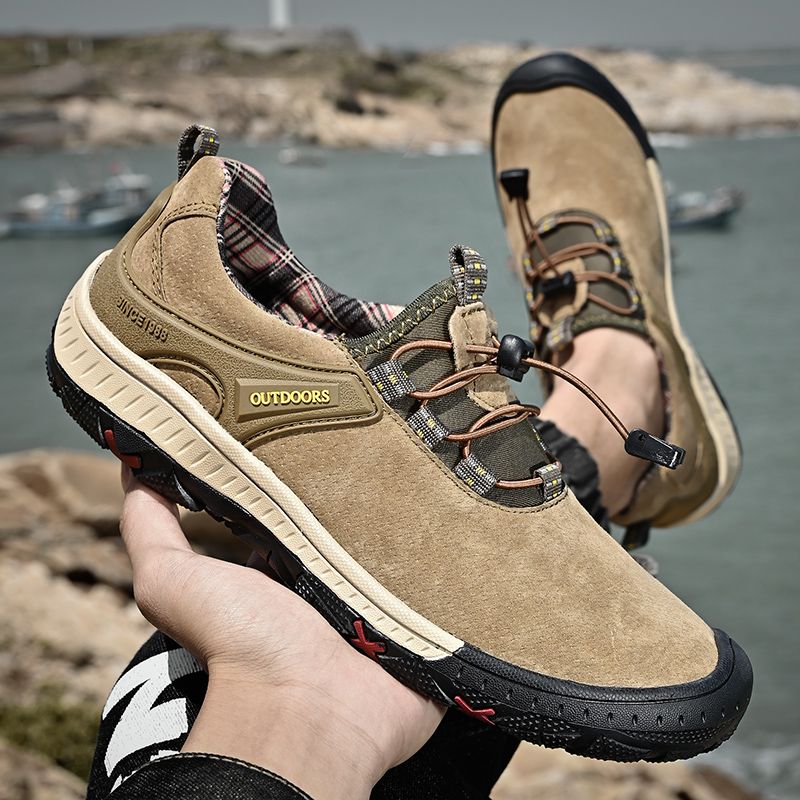 Outdoor Hiking Sneakers Sping Casual Men Shoes Breathable Suede Leather Anti-skid Walking Shoe Hot Sale Footwear_voghion.com