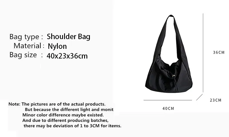 Große Kapazität Nylon Schulter weibliche Reise leichte Tote Casual Solide Farbe Crossbody Designer Hobo Bag Geldbörse_voghion.com