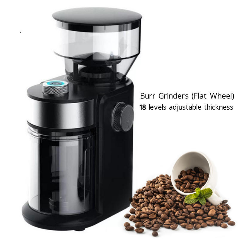 Coffee Automatic Burr Mill Coffee Grinder with 18 Levels Thickness Adjustable Grinders, Black_voghion.com
