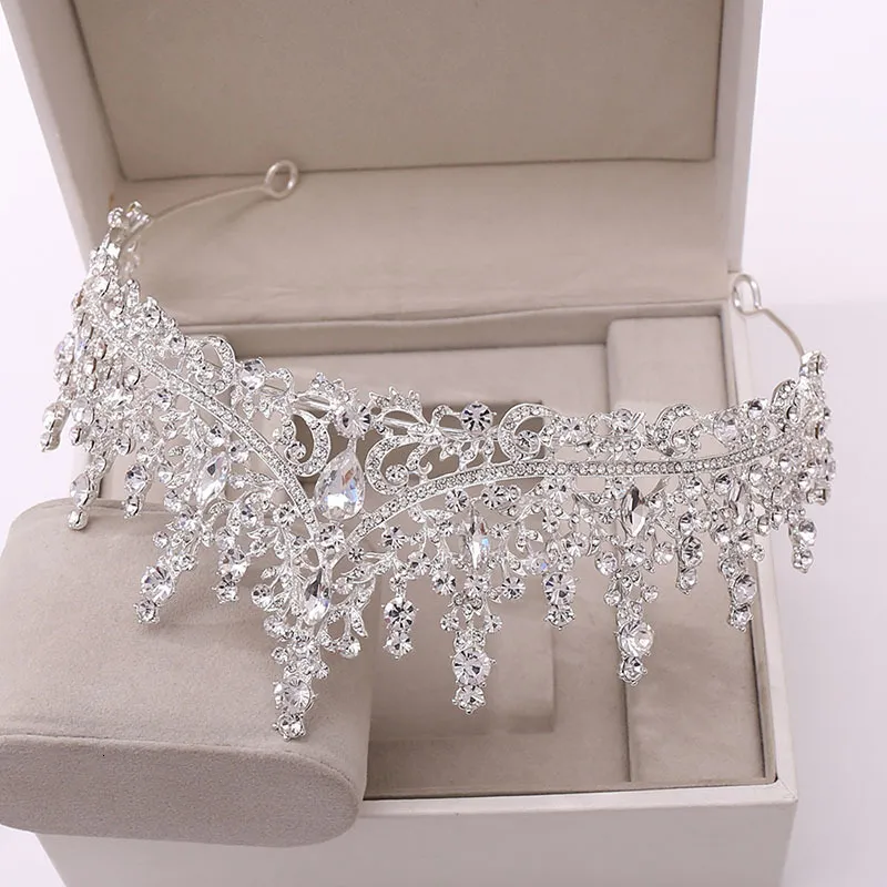 Bijoux pour cheveux Itacazzo Ensemble de coiffures de mariée Couronne Collier Boucles d'oreilles Diadèmes de mode en quatre pièces Convient pour le mariage des femmes_voghion.com