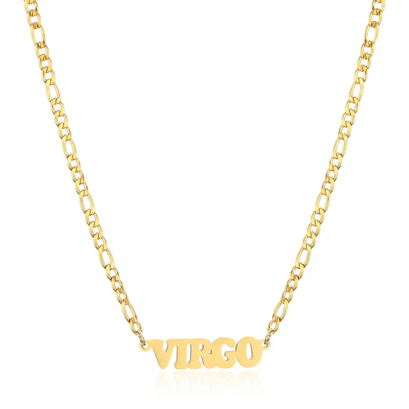 Collier pendentif en acier inoxydable Twee 12 constellations collier lettre ras du cou pour femmes hommes bijoux de cou usine_voghion.com