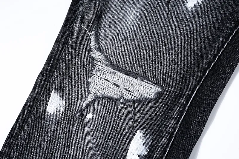 Men's Jeans 2025 Clothing Purples Stretch Slim Straight-leg Denim Trousers Europe American Trend Retro Ripped_mkmklike.com