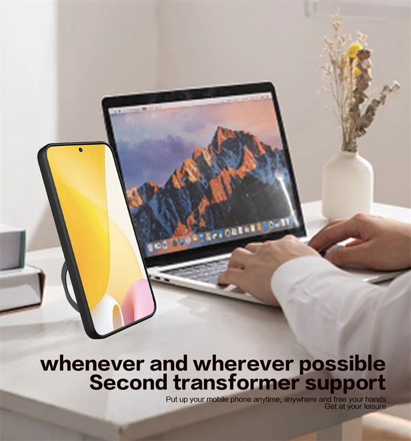 Custodia protettiva scorrevole per fotocamera per Xiaomi 13 12 11 10 Pro Plus Redmi Note 12S 11S 10S 13C 12C 9 Custodia con supporto ad anello magnetico_voghion.com