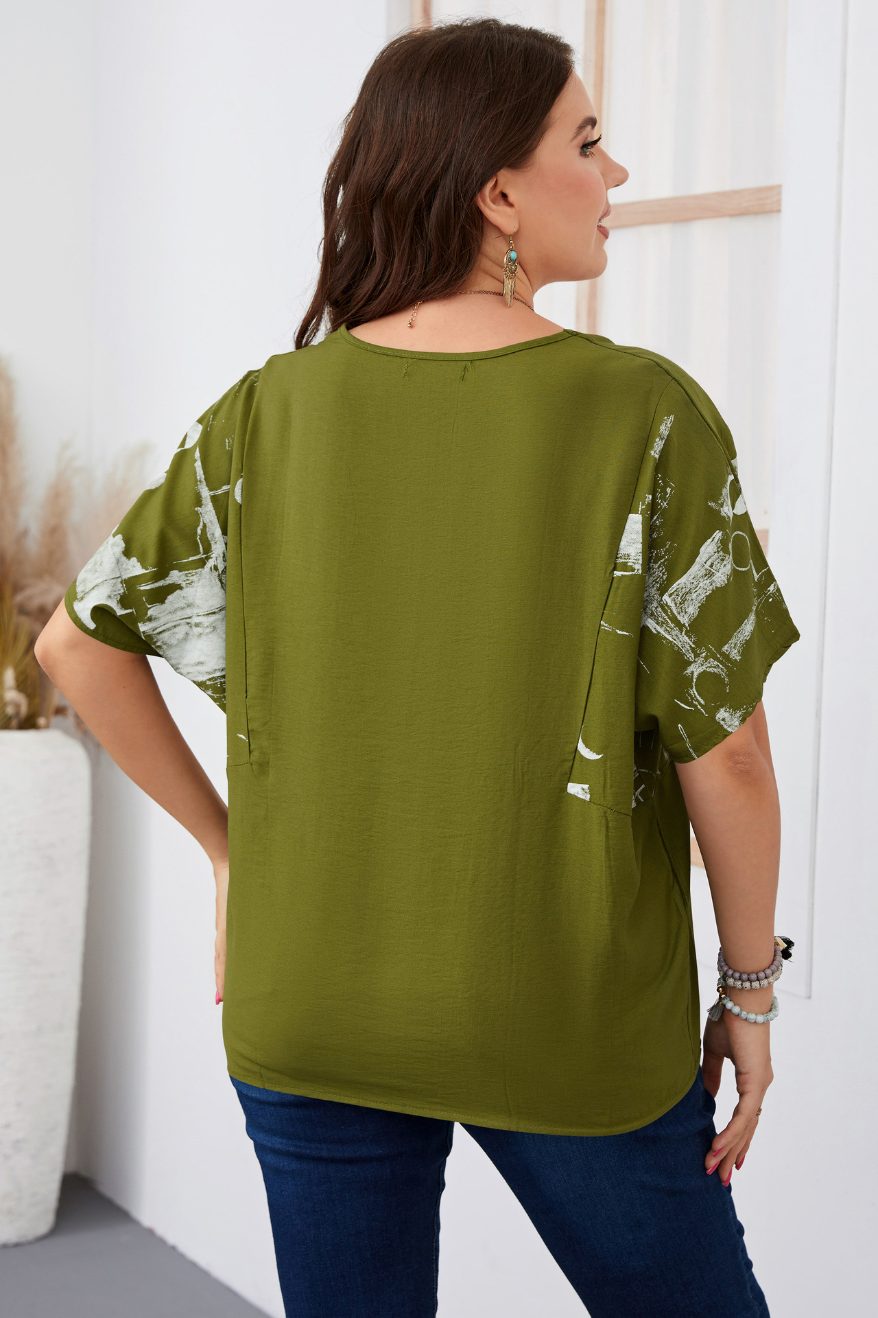 Camicia estiva da donna di grandi dimensioni a maniche corte ampia_voghion.com