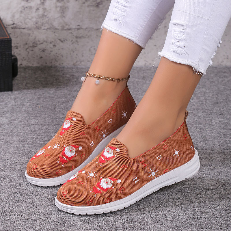 Loafer für Damen mit runder Spitze und Weihnachtsmotiv_voghion.com