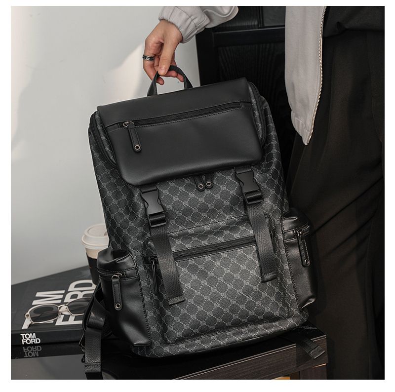 2024 Neues Muster Karierte Koreanische Ausgabe Herrenrucksack mit großer Kapazität Reisecomputer Freizeittasche_voghion.com