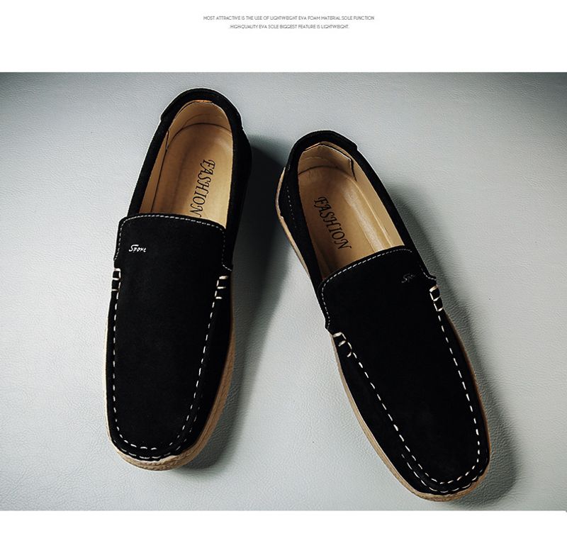 Men's Spring New British Style Lazy Kick on Lefu Trendy Driving Casual Leather Fashion Snail Shoes_voghion.com