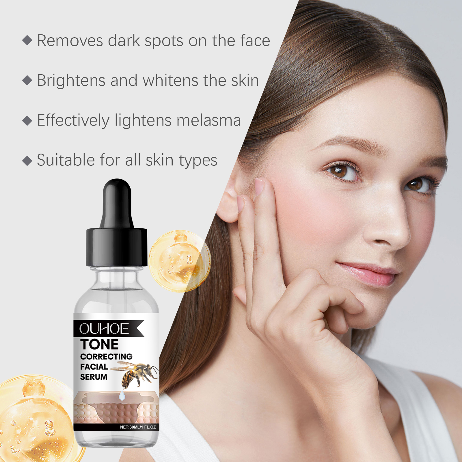 OUHOE Face Essence, Gentle Moisturizing Moisturizing Hydrating Soft Skin Daily Care Face Essence_voghion.com