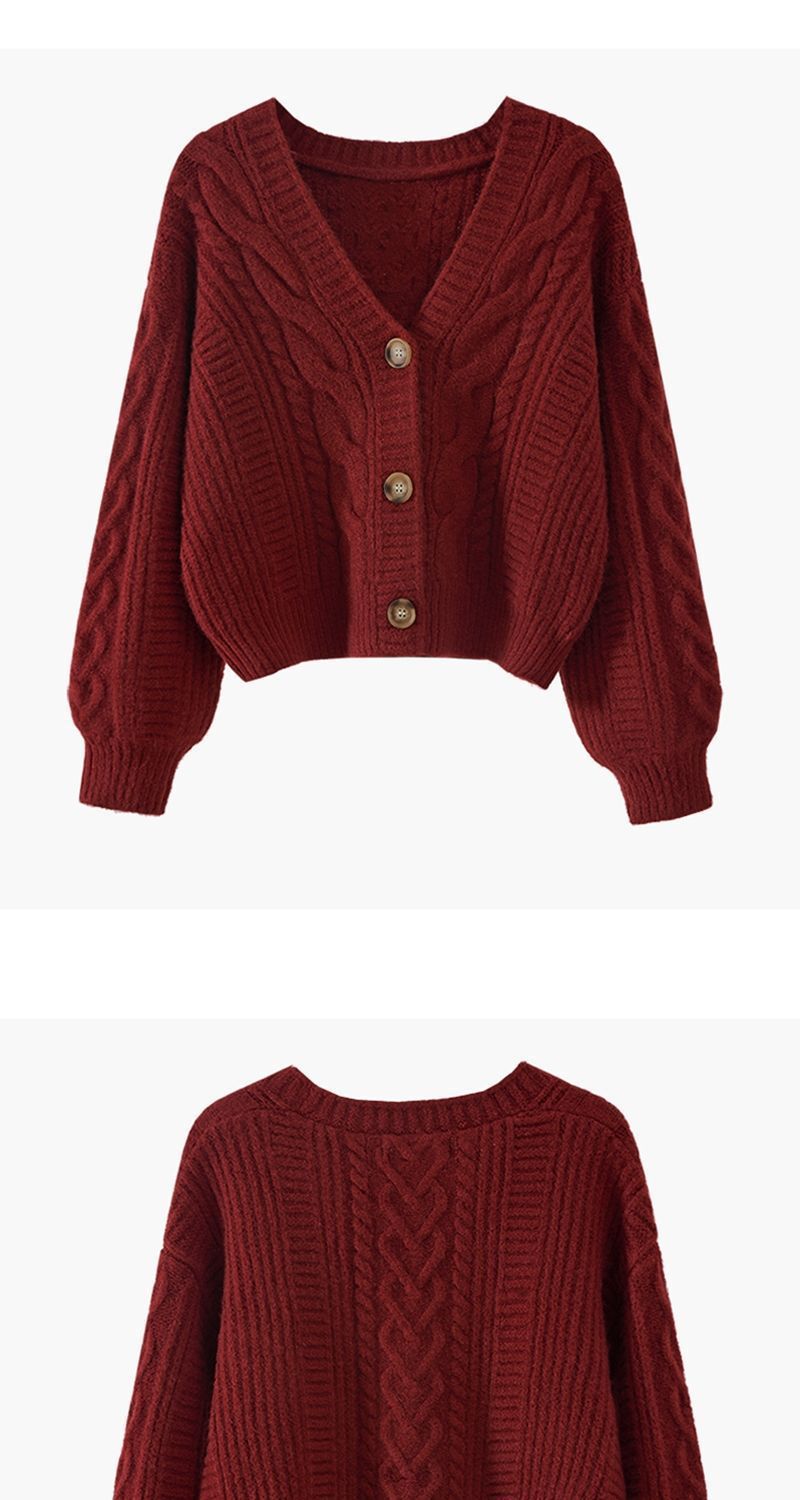 Vêtements pour femmes Pull col en V lâche femmes style paresseux automne et hiver vêtements d'extérieur 2024 nouveaux hauts rétro twist court_voghion.com