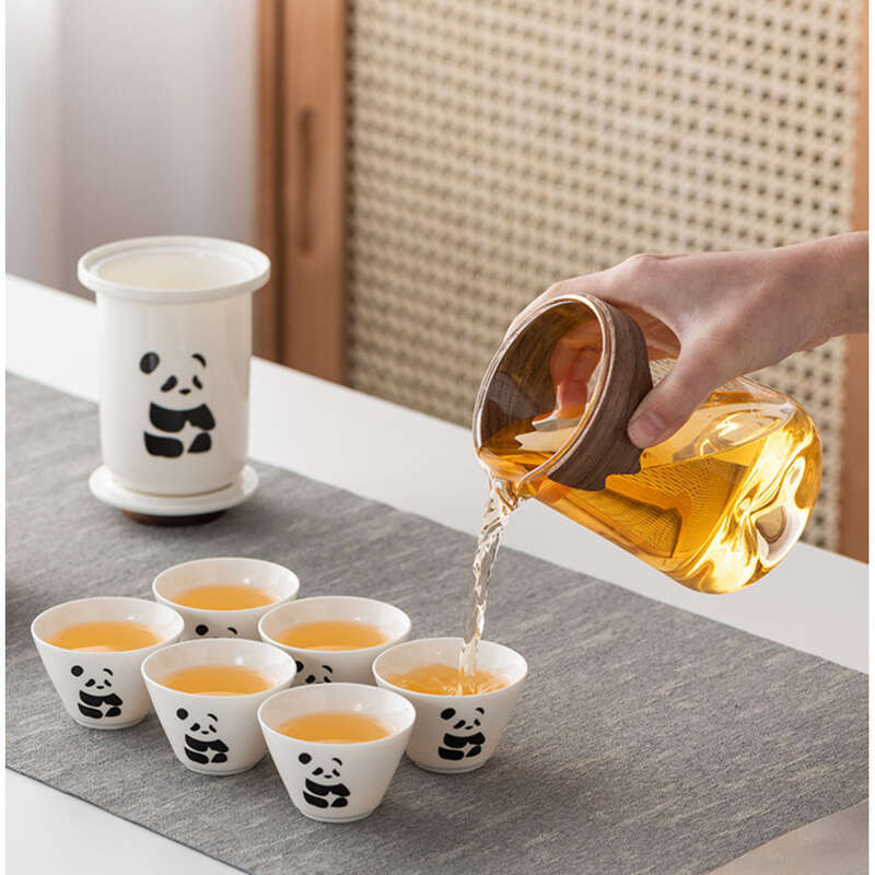 Panda Kung Fu Taass Tragbare Reeset, Dëppen, Schnell Gäscht Téi Taass, Héichwäerteg Geschäftsgeschenk_voghion.com