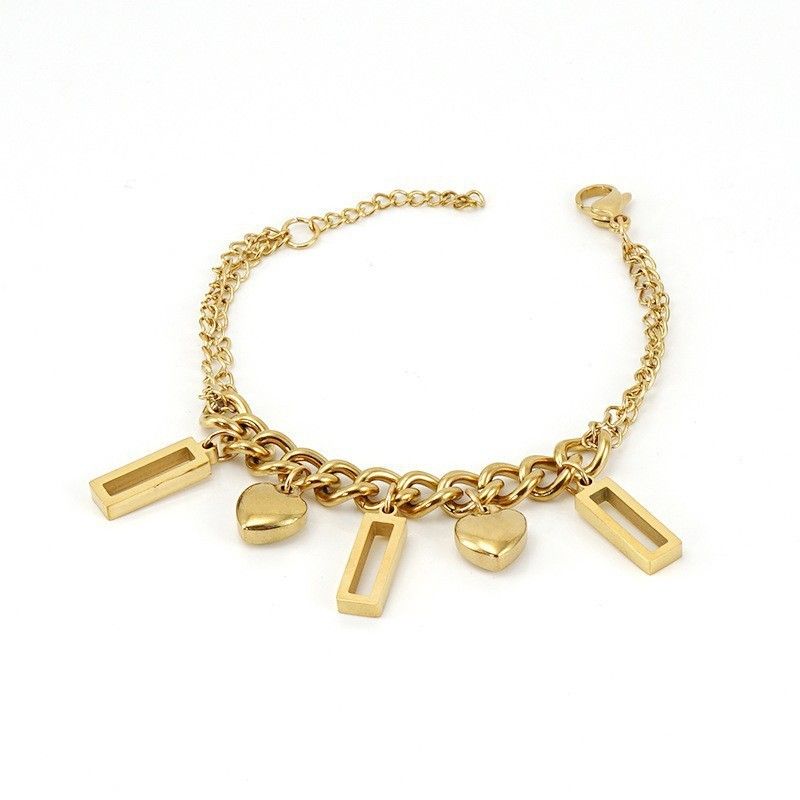 Braccialetto alla moda in acciaio inossidabile con combinazione di titanio, dorato, geometrico, design di nicchia per le donne_voghion.com
