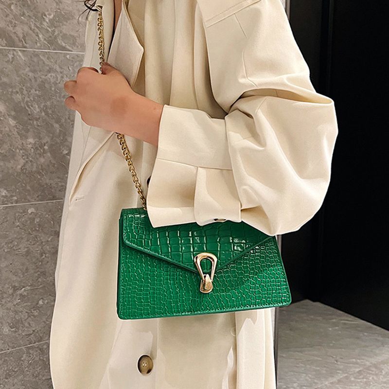 Krokodil Muster Schulter Taschen Für Frauen Mode Ketten Squre Tasche Geldbörse Weiblichen Pu Leder Crossbody Handtasche_voghion.com