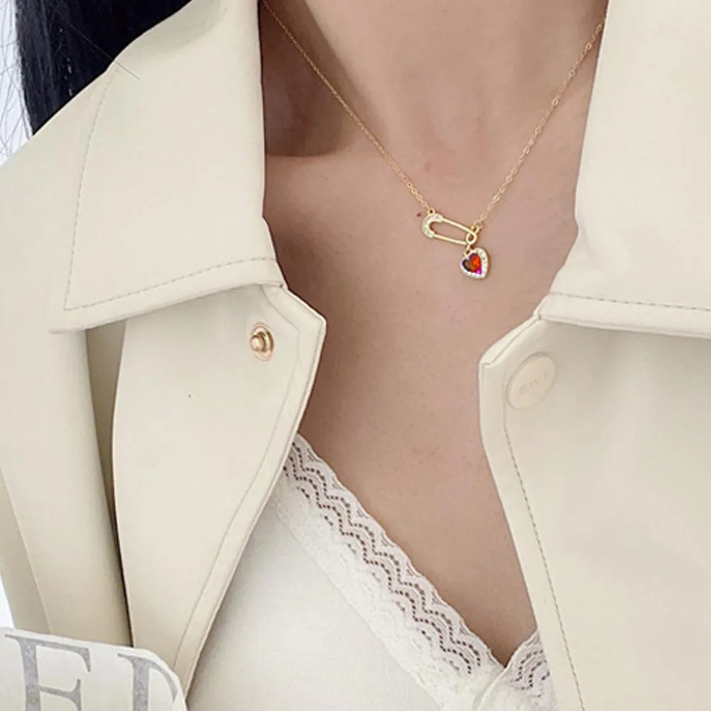 Collana con ciondolo a forma di cuore, 1 pezzo, per donne, con cristalli, per coppie, regalo di gioielli._voghion.com