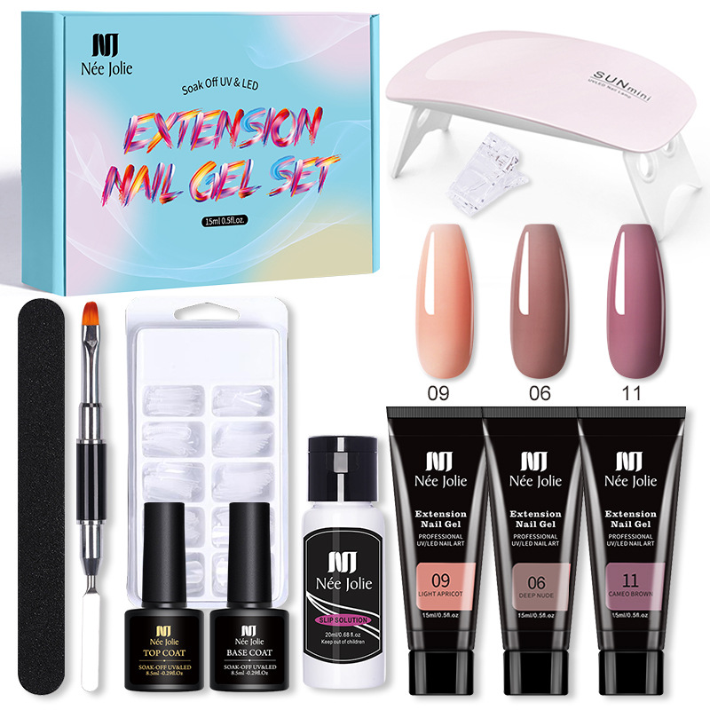 Nee Jolie 15ml Nail Extension Gel Set - Paperless Quick Crystal Extender | Color Box Packaging_voghion.com