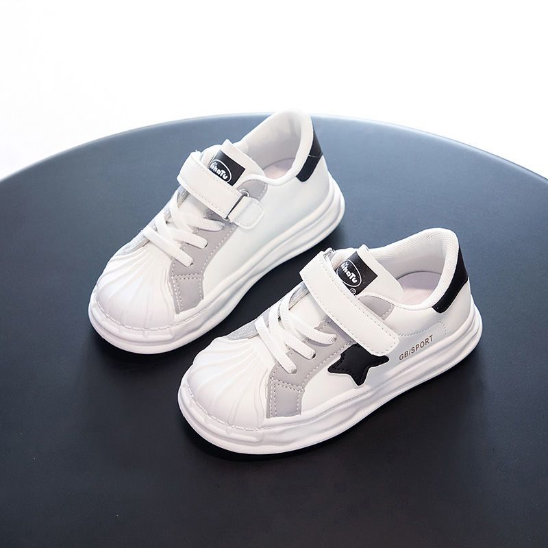 Children's shell head dissoing boys little white sneakers 2024 spring and autumn new girls leather sports board shoes_voghion.com