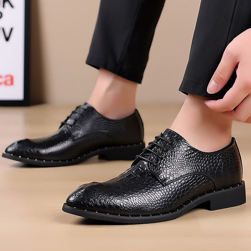 New Four Seasons Business Dress Lace up Casual Versatile Wear resistant Leather Wedding Men's Shoes_voghion.com