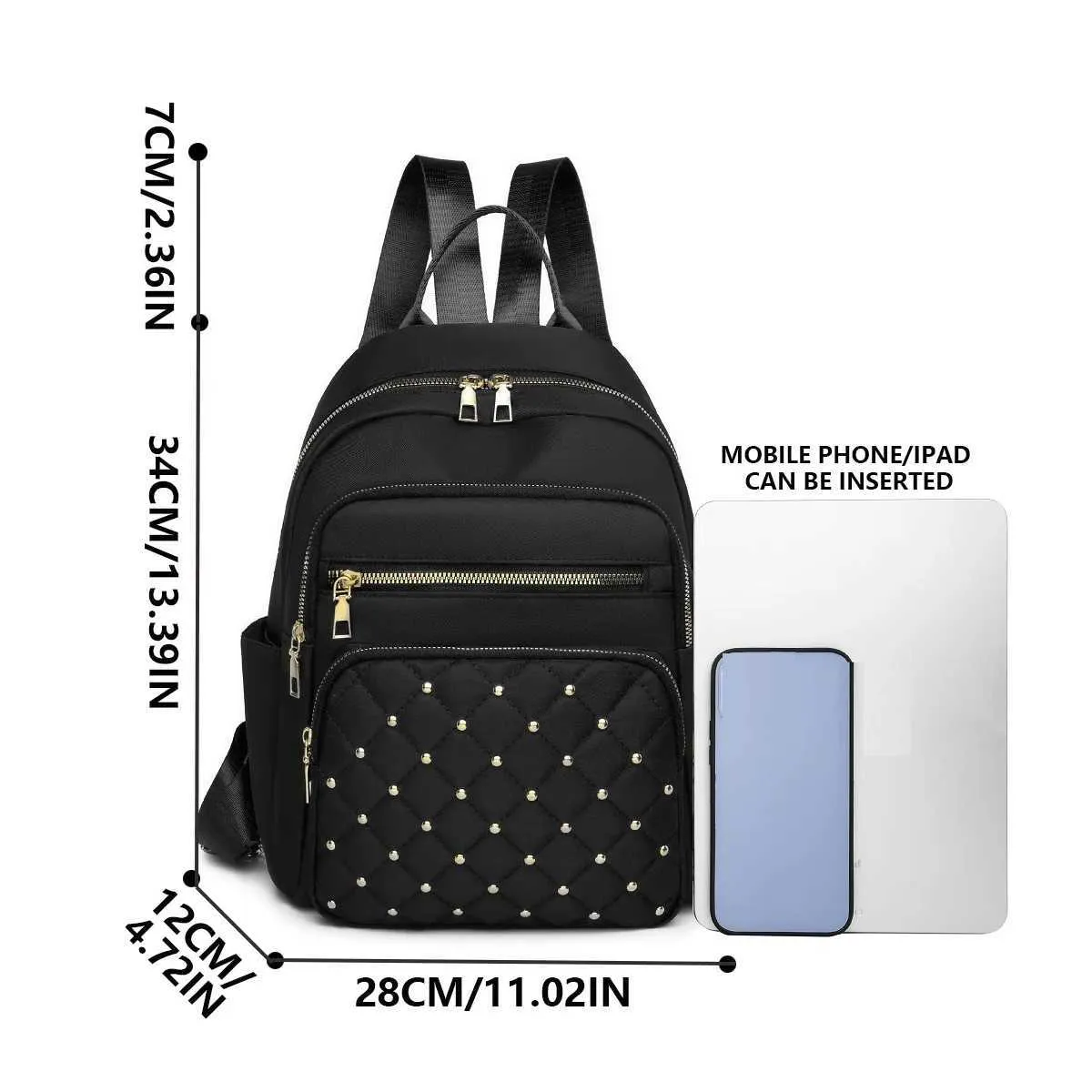Women's Backpack Simple Solid Colour Shoulder Bag Oxford Fabric_voghion.com