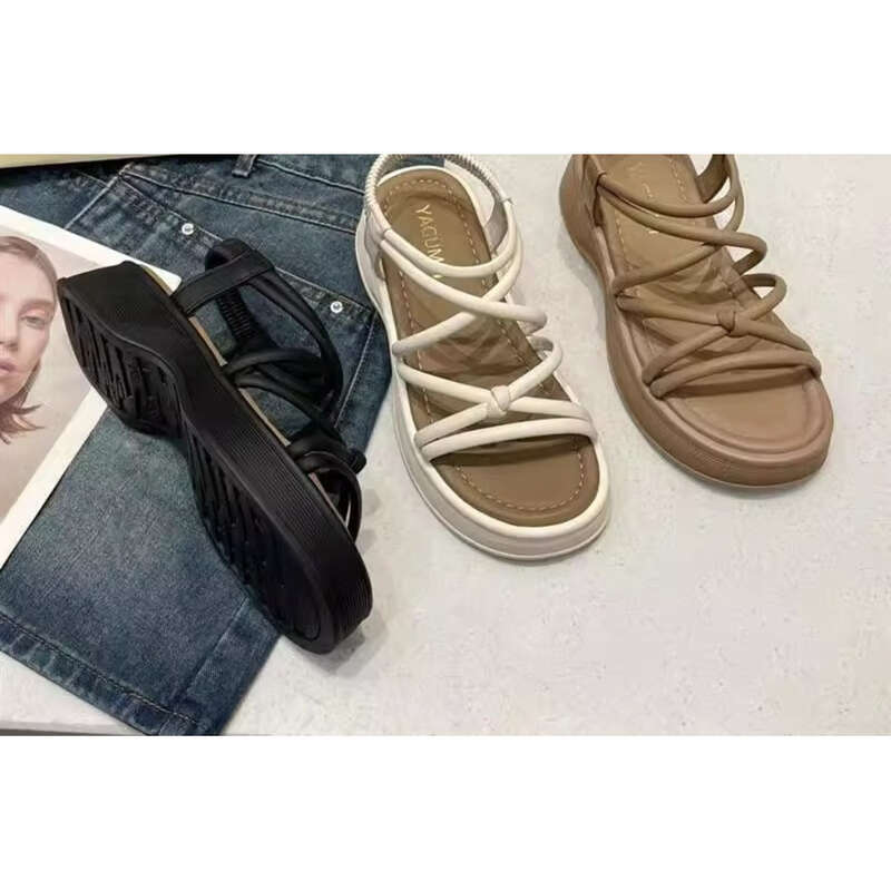 2025 Summer Thick Bottom Roman Sandals, New Student Style Versatile, Non-slip, Wear-resistant,_voghion.com