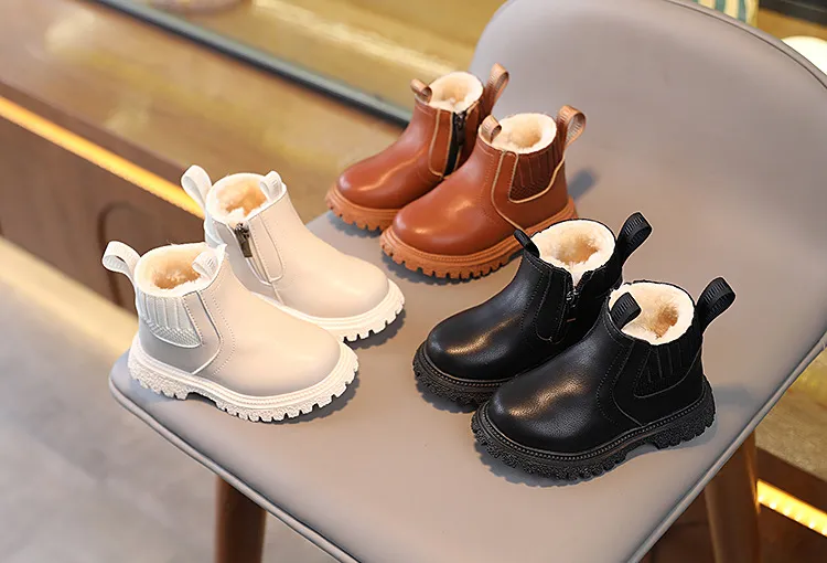 Botas de nieve Happysteps de piel sintética para bebé, muy cálidas, para otoño e invierno, para niño y niña, talla 38-44_voghion.com
