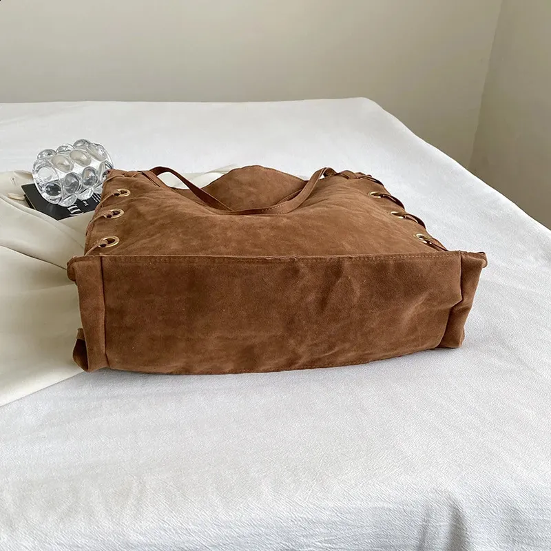 Ladies Handbags Brown Bags Tote Suede Leather Shoulder Women Top Handle Bag Female Sac A Main 240924_voghion.com
